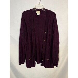 Vintage Company Collection Womens Purple Knit Cardigan Gold Details Size XL